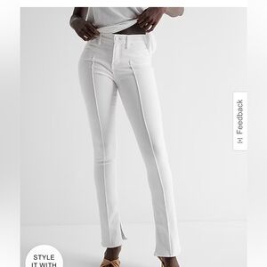 Mid Rise White Pintuck Skyscraper Jeans Size 14 Short